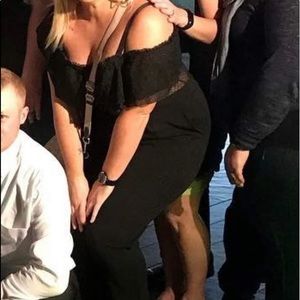 Black Sheer Off the Shoulder Jumpsuit